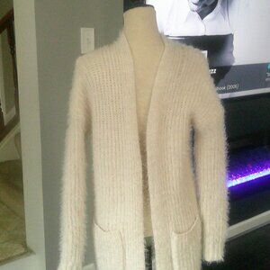 Cyrus Fuzzy Open Front Cardigan – Ivory Cream (Size M)